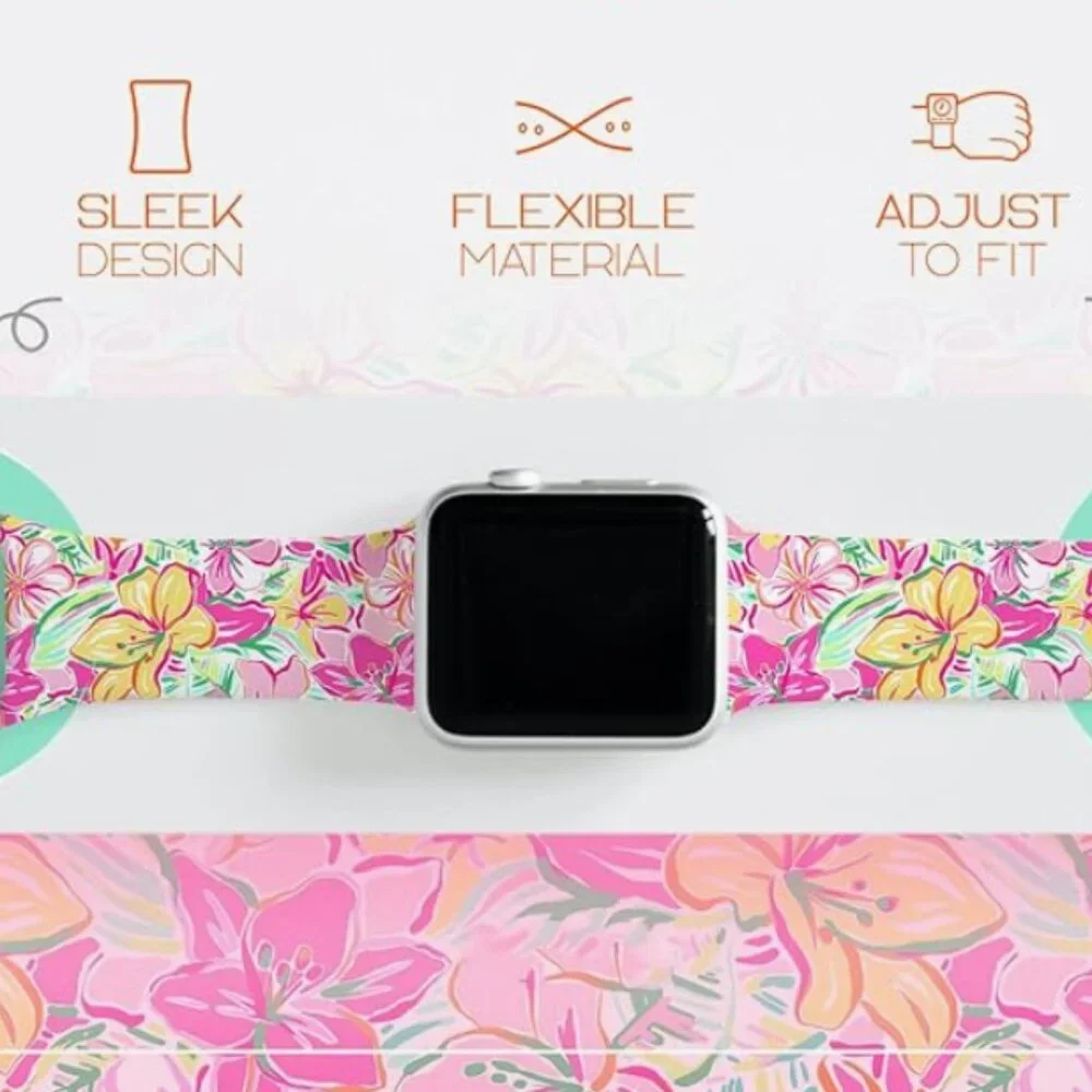🌸 Printed Silicone Watch Band Compatible with Apple Watch